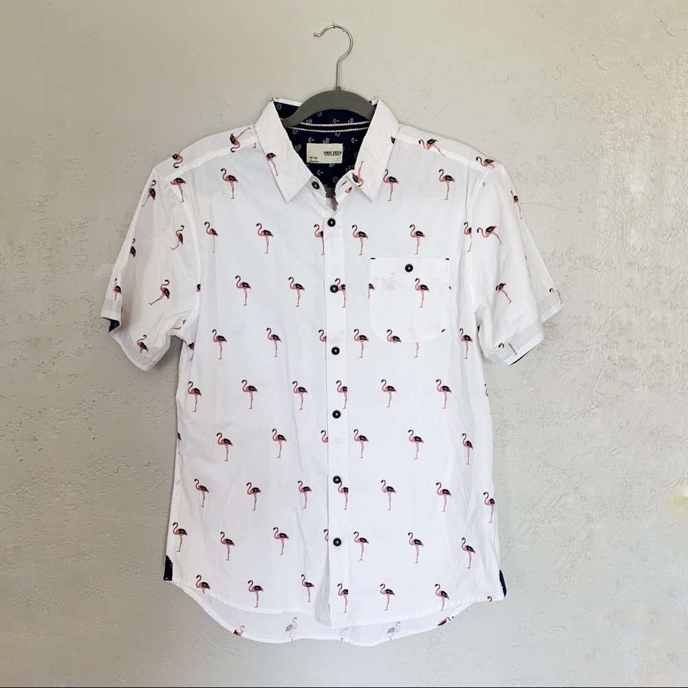 Sunrise Kingdom Flamingo Button Down - Large